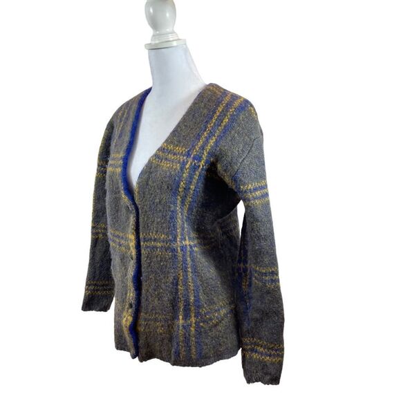J.O.A. Los Angeles Wool Blend Grey and Yellow Cardigan Size Medium - Picture 1 of 12